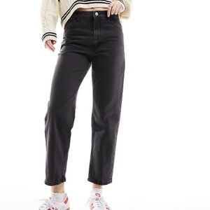 Mango Black High-Rise Mom Straight Leg Jeans - Women's
